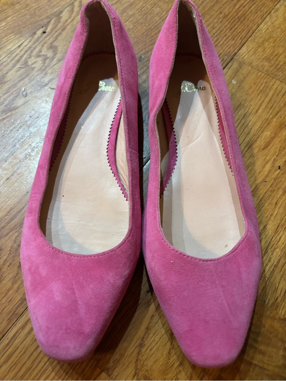 J. Crew Pink Suede Square Toe  Flats